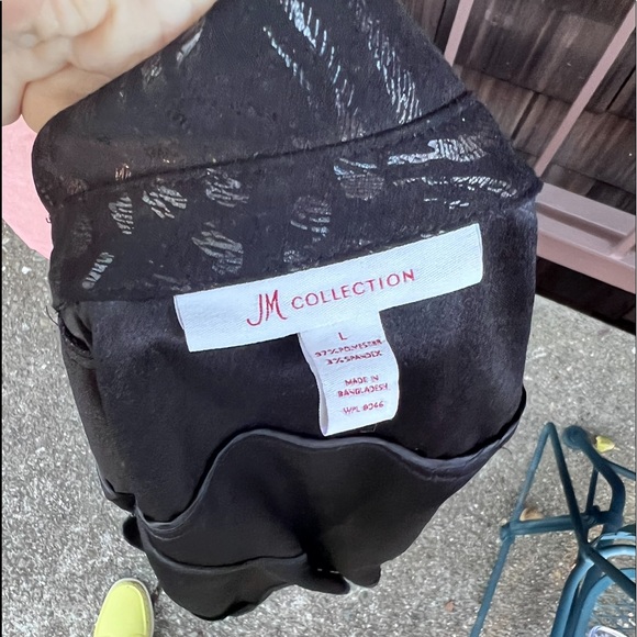 🔵 JM Collection Leopard print(metallic) black top jacket snap comfy shacket L - Picture 11 of 16